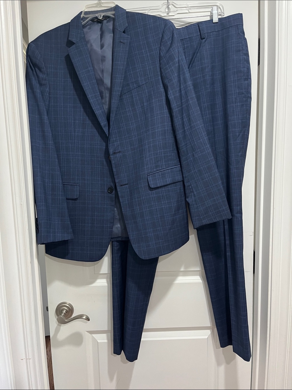 Banana Republic Marlene Blue Plaid Two-Piece Suit 40R and 34x34